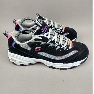 Skechers DLites Wide Fit Sneakers Black Pink Purple 149060W Womens 10